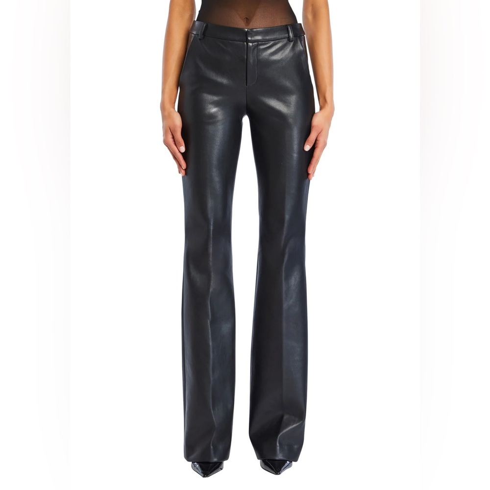 SER.O.YA Ronja Vegan Leather Trouser Black Flare Pants 4621-14 Size 2 NWT